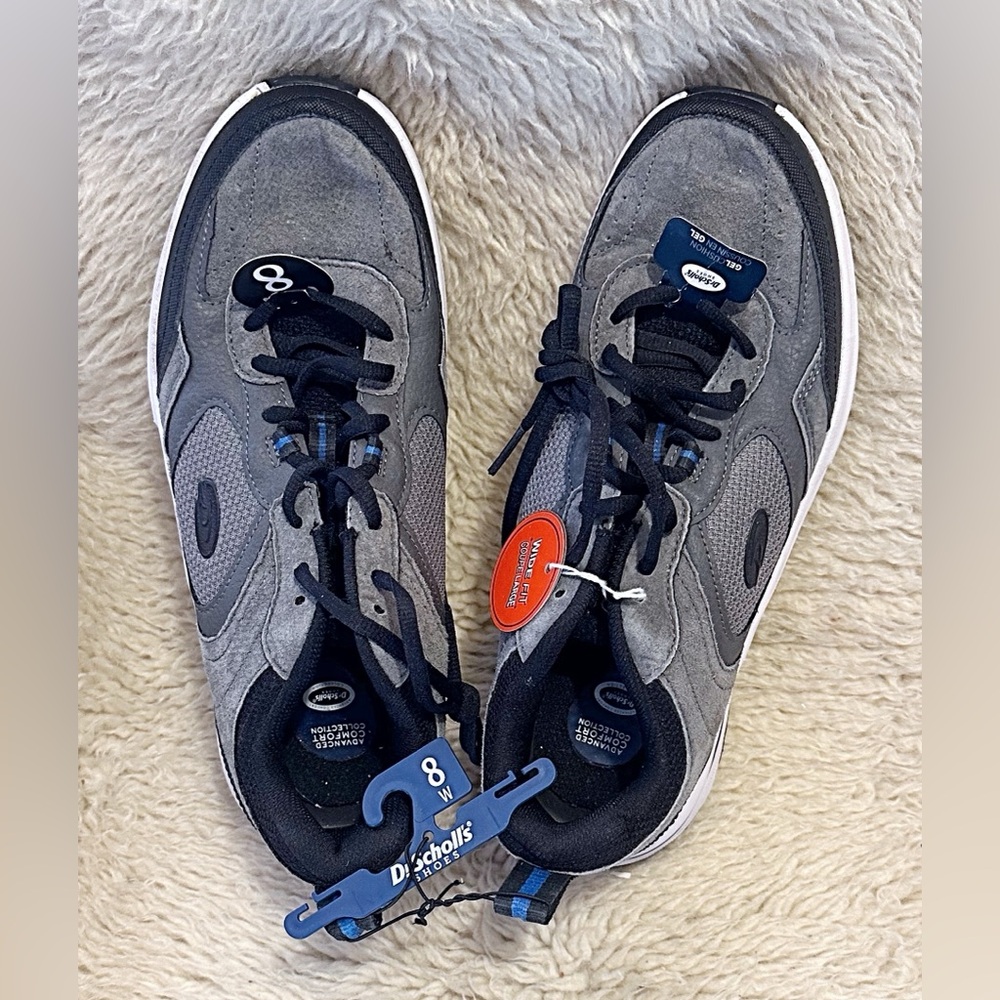 🆕 Dr. Scholl's Gray and Black Lace-Up Walking Sneakers
